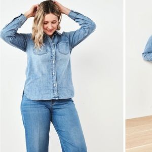 Quince distressed denim shirt